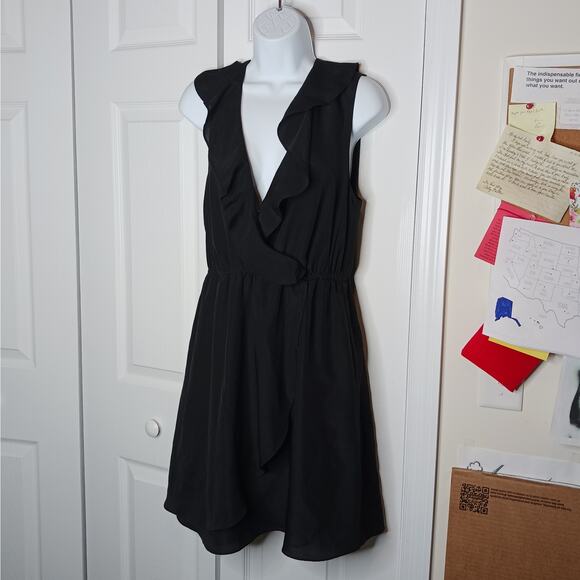BCBGeneration Black Ruffled Wrap Dress with Pockets NWOT - Picture 2 of 11